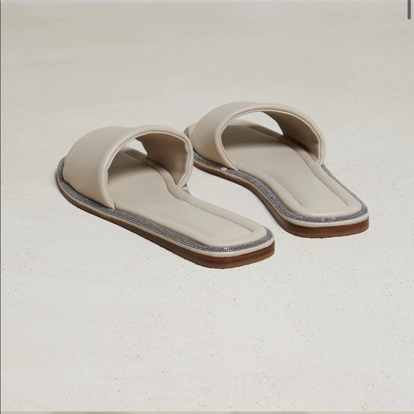 Bruno Cucinelli - soft Nappa leather slides with shiny welt - Picture 2 of 5